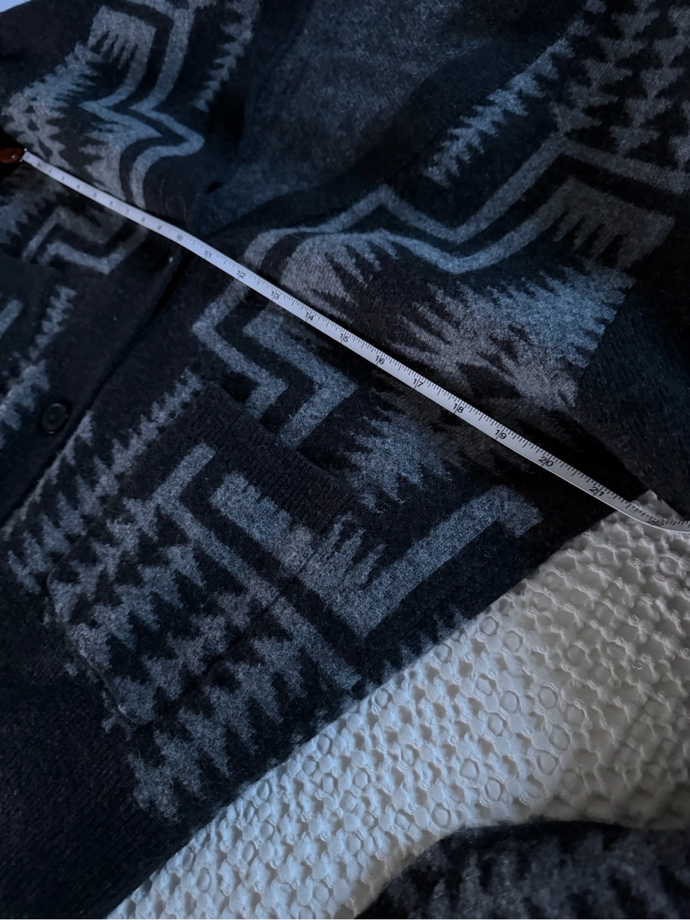 Pendleton Lambswool Southwestern Harding Cardigan Sweater Black Gray S - Picture 9 of 13